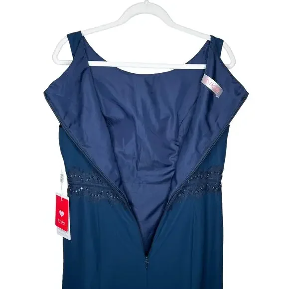 JJs House Sheath Scoop Knee-Length Chiffon Dress Beading Appliques Lace Size 12 - Picture 6 of 9